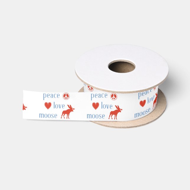 Peace Love Moose Satin Ribbon (Spool)