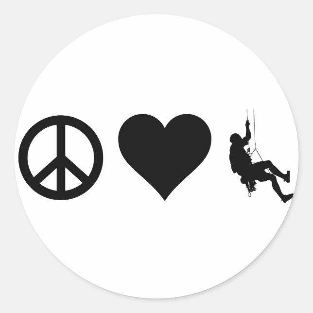 Peace Love Mountain Climbing Classic Round Sticker (Front)
