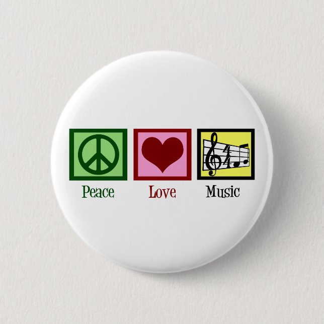 Peace Love Music 2 Inch Round Button (Front)