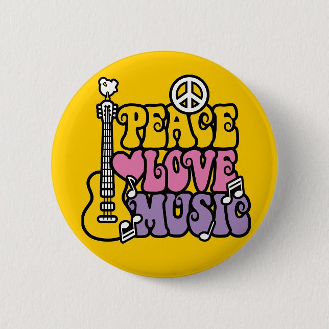 Peace-Love-Music 2 Inch Round Button (Front)