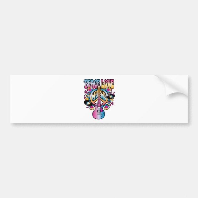 Peace Love Music Bumper Sticker (Front)