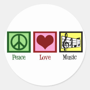 Peace Love Music Classic Round Sticker
