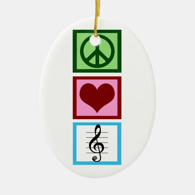 Peace Love Music Custom Ceramic Ornament (Front)
