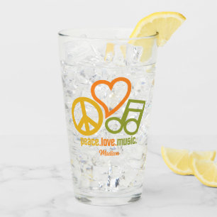 Peace Love Music custom name Glass