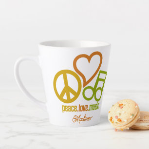 Peace Love Music custom name Latte Mug