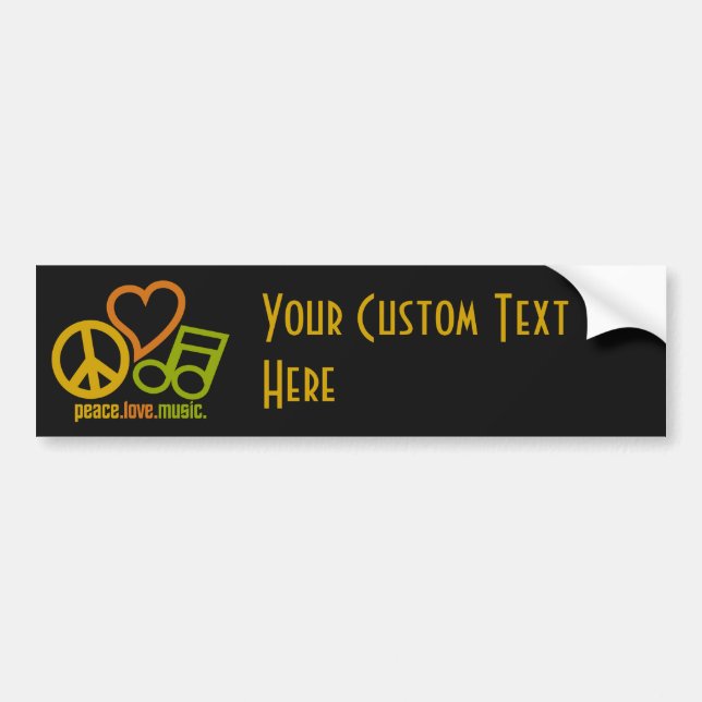 Peace Love Music custom text & colour bumpersticke Bumper Sticker (Front)
