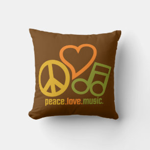 Peace-Love-Music custom throw pillow