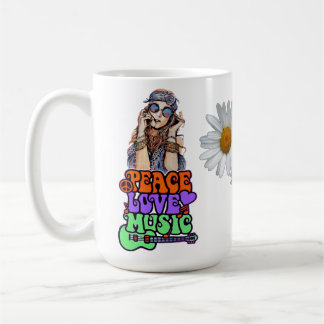 Peace, Love & Music Hippie Gal  Coffee Mug