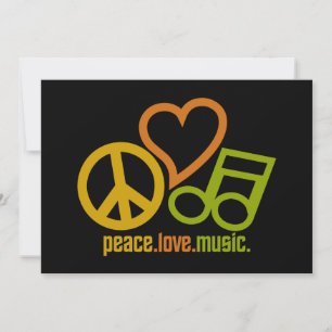 Peace Love Music invitation, customizable Invitation