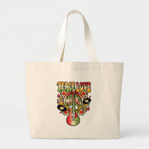 Peace-Love-Music Large Tote Bag