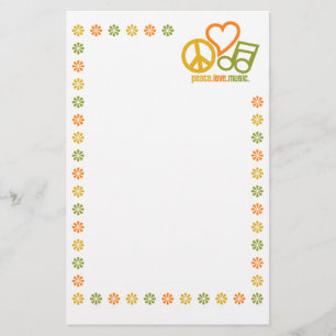 Peace Love Music stationary, customize Stationery
