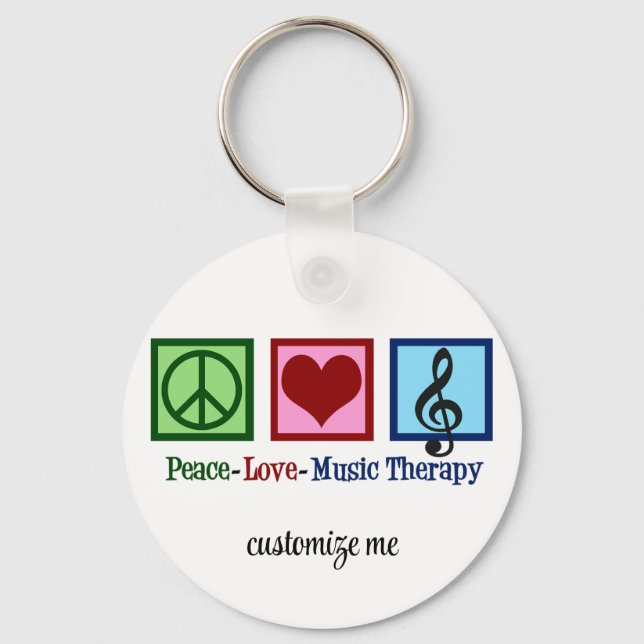 Peace Love Music Therapy Personalized Therapist Keychain (Front)