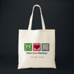 Peace Love Neurology Custom Neurologist Tote Bag<br><div class="desc">Peace Love Neurology tote bag for a neurologist who specializes in brain disorders and neuroscience. A cool custom neurosurgeon or neurology nurse gift.</div>