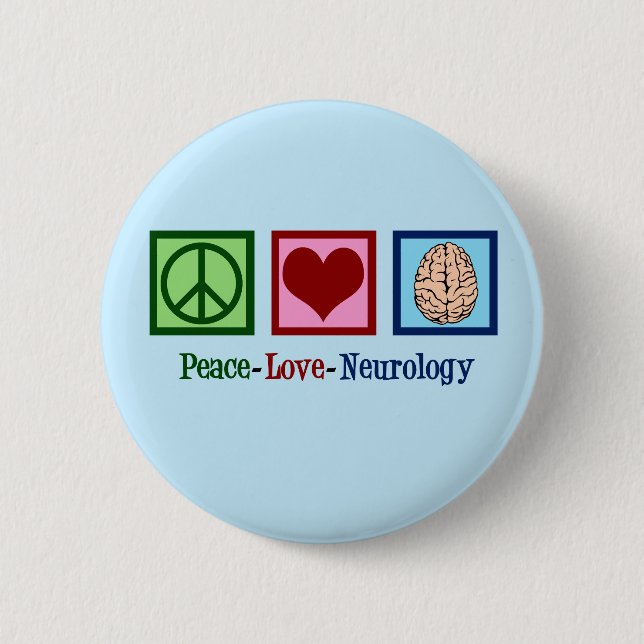 Peace Love Neurology - Neurologist 2 Inch Round Button (Front)