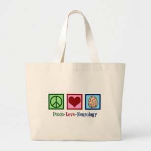 Peace Love Neurology - Neurologist Large Tote Bag