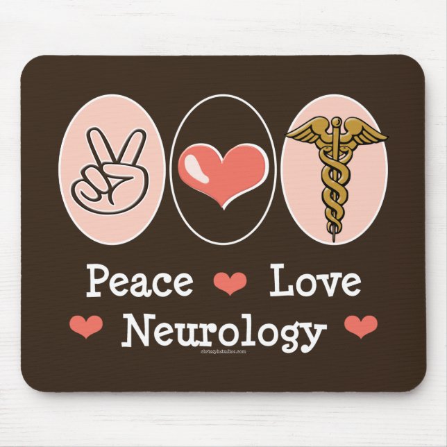 Peace Love Neurology Neurologist Mousepad (Front)