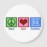 Peace Love Numbers Magnet<br><div class="desc">I love counting. 1,  2,  3... Math is my favourite thing.</div>