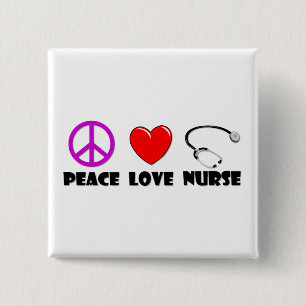 Peace Love Nurse 2 Inch Square Button