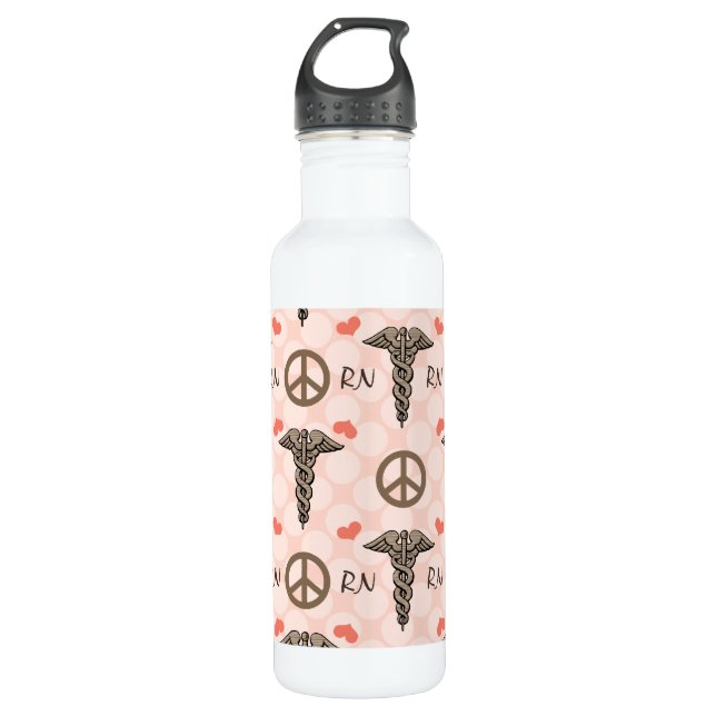 Peace Love Nurse Caduceus RN BPA Free 710 Ml Water Bottle (Front)