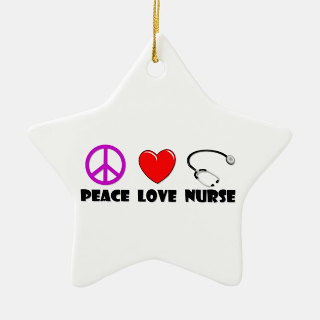 Peace Love Nurse Ceramic Ornament (Front)