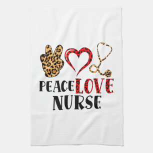 Peace Love Nurse – Cute Nurse Design (2) Kitchen Towel