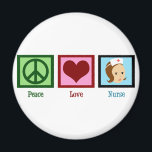 Peace Love Nurse Magnet<br><div class="desc">Cute gift for an R.N.</div>