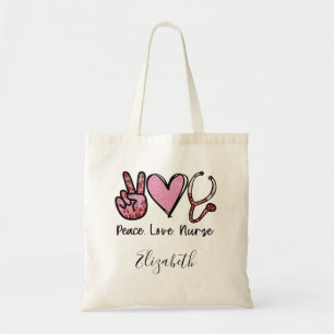 Peace Love Nurse personalized Tote Bag