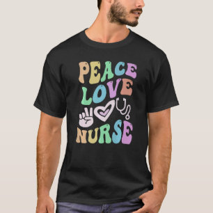 PEACE LOVE NURSE Retro Wellness Groovy School   T-Shirt