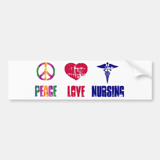 Peace Love Nursing Bumper Sticker (Front)