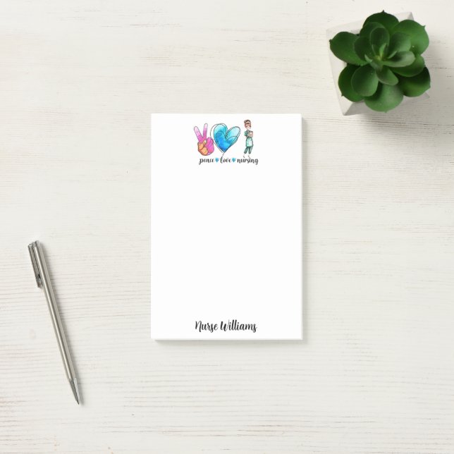 Peace Love Nursing Custom Name Notes (Office)