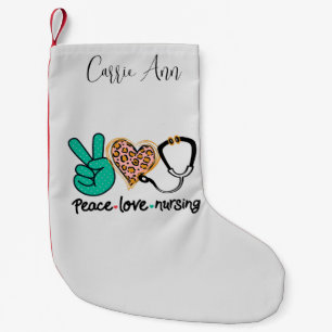 Peace Love Nursing Personalized Small Christmas Stocking