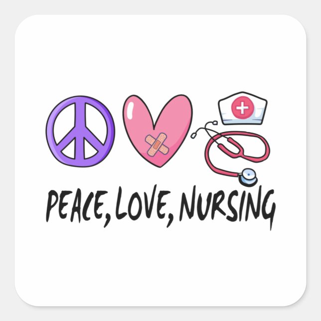 Peace Love Nursing Square Sticker (Front)