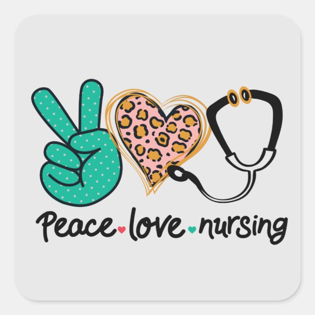 Peace Love Nursing Square Sticker (Front)