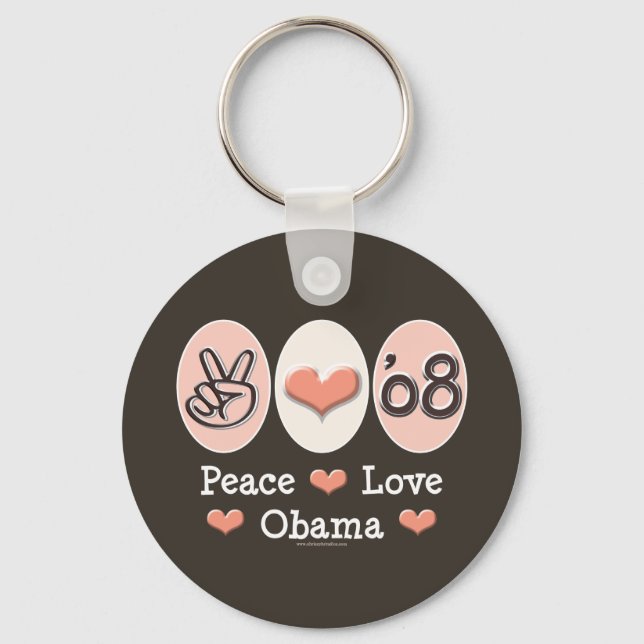 Peace Love Obama 08 Key Chain (Front)