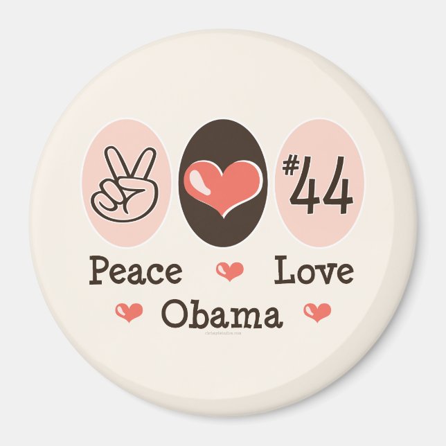 Peace Love Obama 44 Magnet (Devant)