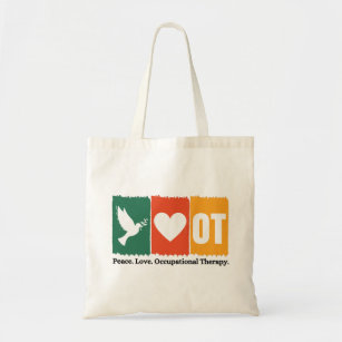 Peace Love Occupational Therapy Tote Bag