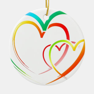 Peace Love Office Party Thanks Pattern Colourful Ceramic Ornament