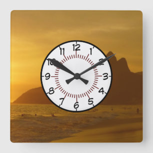 Peace Love Office Party Thanks Pattern Colourful Square Wall Clock