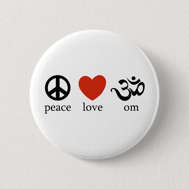 Peace Love Om 2 Inch Round Button (Front)