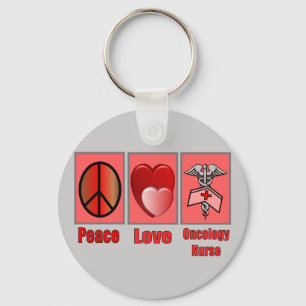 Peace Love ONCOLOGY Nurse Keychain