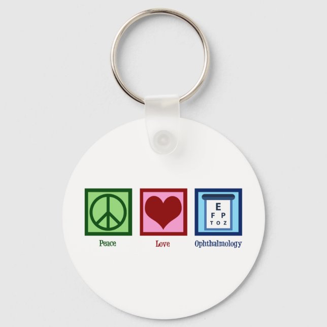 Peace Love Ophthalmology Keychain (Front)