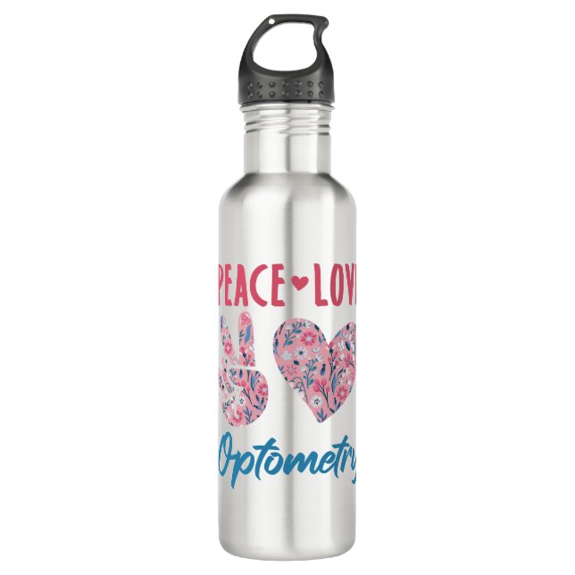 Peace Love Optometry Optometrist 710 Ml Water Bottle (Front)
