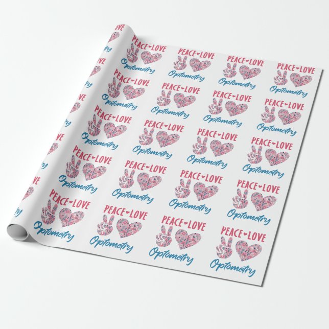 Peace Love Optometry Optometrist Wrapping Paper (Unrolled)