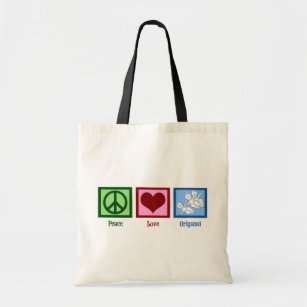 Peace Love Origami Tote Bag