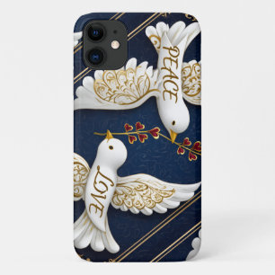 Peace & Love Ornate Dove Art iPhone 11 Case
