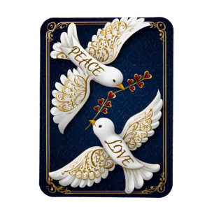 Peace & Love Ornate Dove Art Magnet