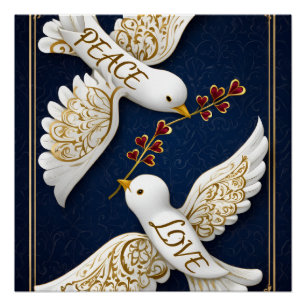 Peace & Love Ornate Dove Art Poster