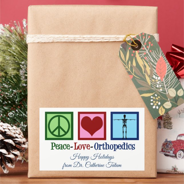 Peace Love Orthopedics Personalized Christmas Sticker (Holiday)