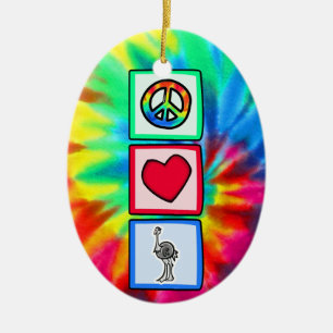 Peace, Love, Ostriches Ceramic Ornament
