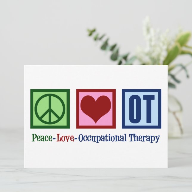 Peace Love OT Occupational Therapist Holiday Card (Standing Front)
